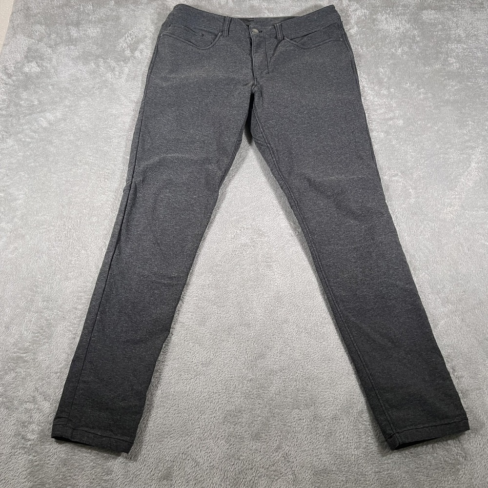 Lululemon‎ ABC Pants Mens 33 Heathered Black Skinny Tech Canvas Casual Stretch